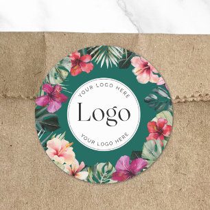 Aquarell-Tropen-Blumen-Botanik-Logo-Produkt Runder Aufkleber