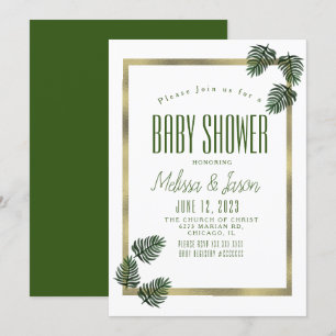 Aquarell-Tropen-Botanik-Folie-Palm-Baby-Party Einladung