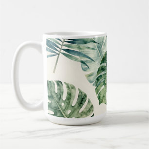 Aquarell-Tropenblätter Monstera-Palm-Muster Kaffeetasse