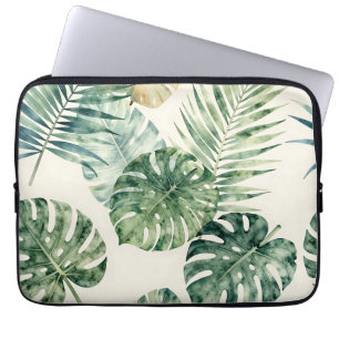 Aquarell-Tropenblätter Monstera-Palm-Muster Laptopschutzhülle