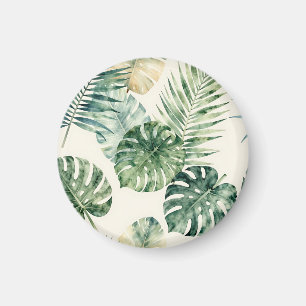 Aquarell-Tropenblätter Monstera-Palm-Muster Magnet