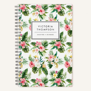 Aquarell-Tropenblumen-Sträußemuster Notizbuch