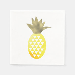 Aquarell-Tropenfolie Goldene Ananas Serviette