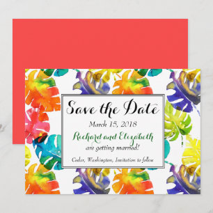 Aquarell-Tropische-Blätter-Hochzeit Save the Date Einladung