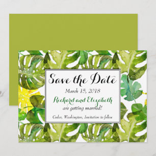 Aquarell-Tropische-Blätter-Hochzeit Save the Date Einladung