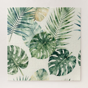 Aquarell-Tropische-Blätter-Monstera-Palm-Muster