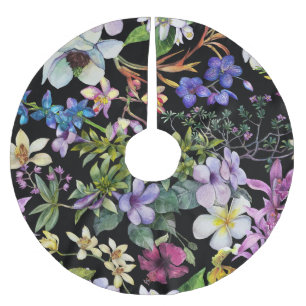 Aquarell-Tropische Blätter: Nahtloses Muster Polyester Weihnachtsbaumdecke