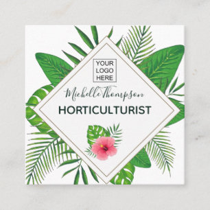 Aquarell tropische Blätter personalisiert Quadratische Visitenkarte