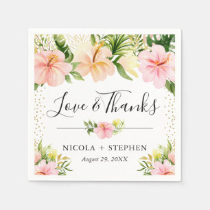 Aquarell-Tropische-Blumen-Hochzeit Serviette
