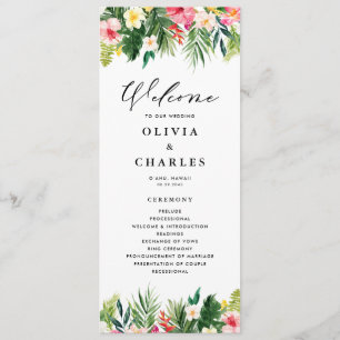 Aquarell-Tropische-Blumen-Sommer-Hochzeit Programm