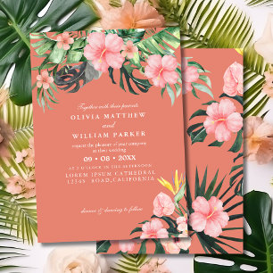 Aquarell-Tropische-Floral-Sommer-Strand-Hochzeit Einladung