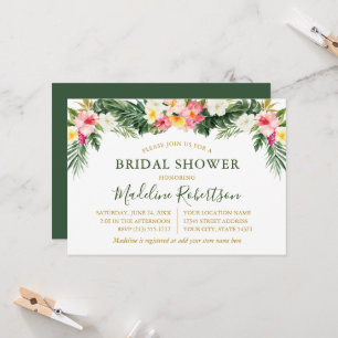 Aquarell-Tropische-Florale-Hochzeitsdusche Grün Einladung