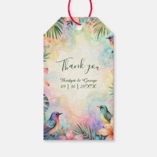 Aquarell-Tropische-Florale-Vögel-Hawaii-Hochzeit Geschenkanhänger