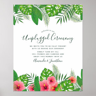Aquarell-tropische Hochzeit Unplugged-Zeremonie Poster