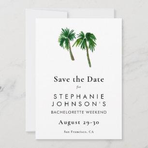 Aquarell Tropische Palmen Junggesellinnenabschied Save The Date