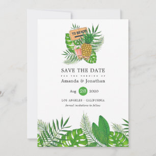 Aquarell-Tropische-Sommer-Strand-Hochzeit Save The Date