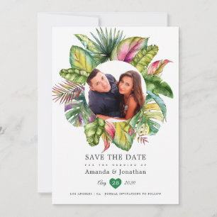 Aquarell-Tropische Sommer-Strandhochzeits-Foto Save The Date