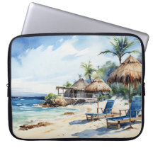 AQUARELL-TROPISCHE STRANDSZENE
