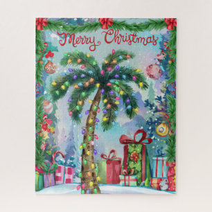 Aquarell-Tropischer-Palmen-Weihnachten