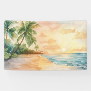 Aquarell-Tropischer-Sonnenuntergang Banner