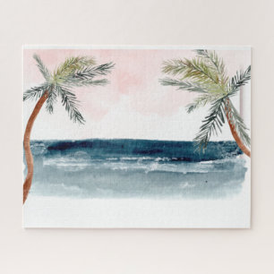 Aquarell-Tropischer-Strand-Palmen-Entspannung