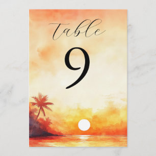 Aquarell-Tropischer-Strand-Sonnenuntergang-Tischnu Einladung