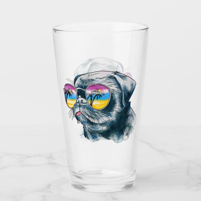 Aquarell-tropischer Welpe Glas (Vorderseite)