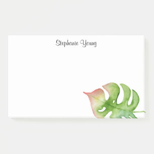Aquarell-tropisches Blatt addieren Post-it Klebezettel