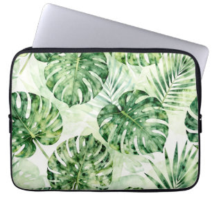 Aquarell-Tropisches-Monstera-Palmen-Blatt-Muster Laptopschutzhülle