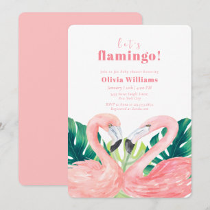 Aquarell-Tropisches-Paar-Flamingo-Baby-Party Einladung