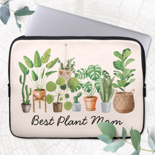 Aquarell-Tropisches-Zimmerpflanze-Mama-Zitat Laptopschutzhülle