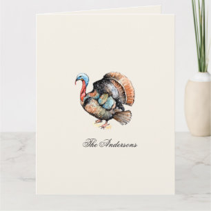 Aquarell Truthahn Thanksgiving gefaltet Dankeskarte