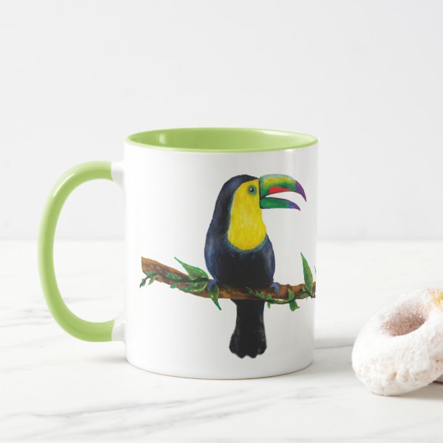 Aquarell Tucan Tasse (Mit Donut)