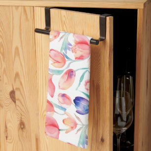 Aquarell Tulips Pattern Küchenhandtücher Geschirrtuch