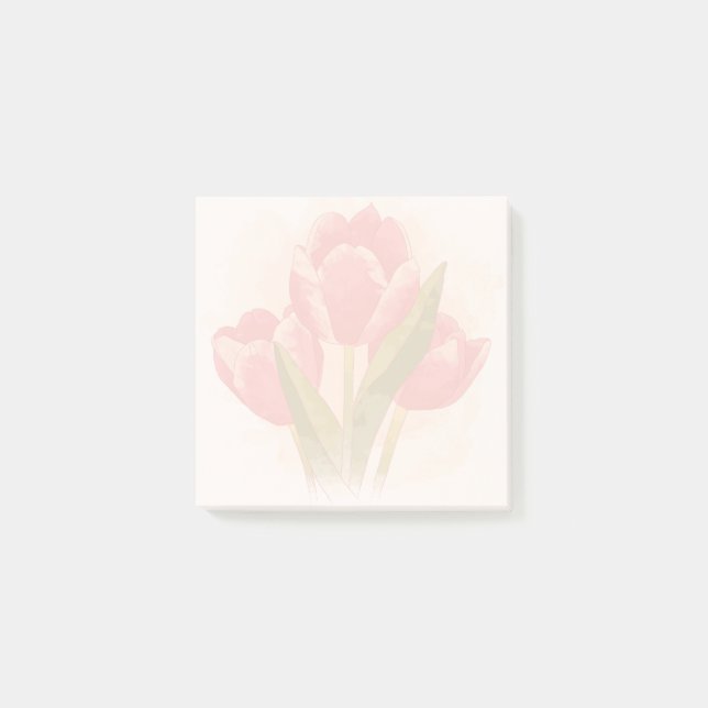 Aquarell-Tulpen 3x3 Post-it Klebezettel (Vorderseite)