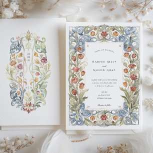 Aquarell-Tulpen-Art Nouveau-Hochzeit Einladung