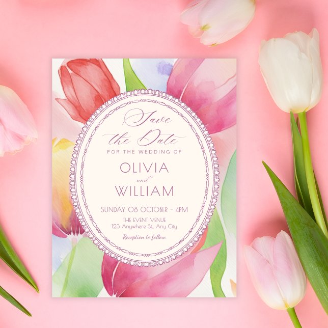 Aquarell-Tulpen blühen  Save The Date (Von Creator hochgeladen)