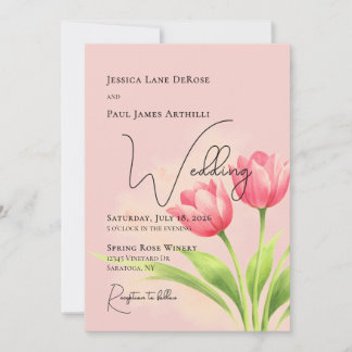 Aquarell-Tulpen-Blumen-Hochzeitseinladung Einladung