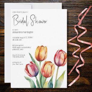 Aquarell-Tulpen-Brautparty Einladung