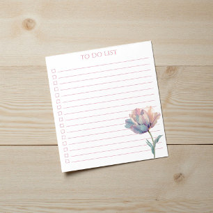 Aquarell-Tulpen-To-Do-Liste Modern Boho Chic Notizblock