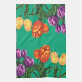 Aquarell-Tulpenfelder-Küchentücher Geschirrtuch