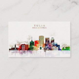 Aquarell-Tulsa-Skyline Visitenkarte