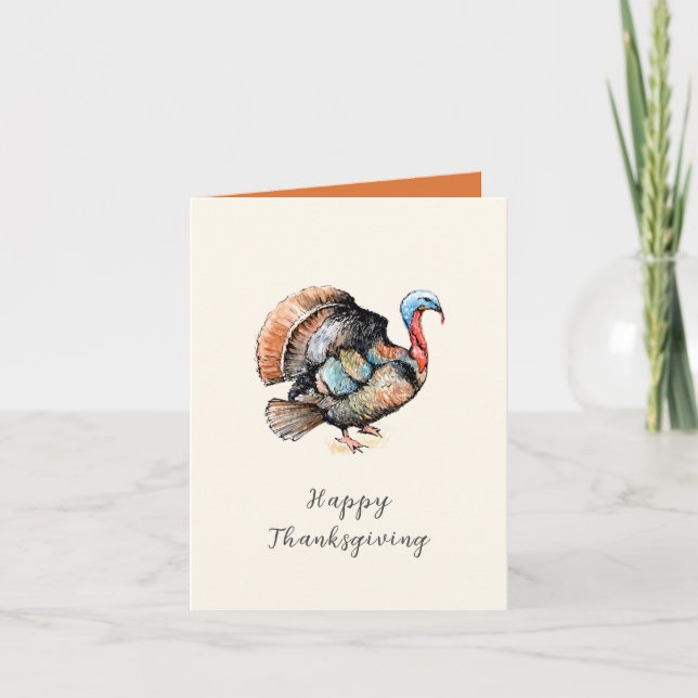 Aquarell Türkei glückliches Thanksgiving-Unternehm Dankeskarte (Vorderseite)