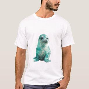 Aquarell Türkis-Arktis-Seehund-Welpen-Illustration T-Shirt