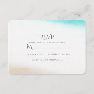 Aquarell Türkis & Beige Subtile Strandhochzeit RSV RSVP Karte