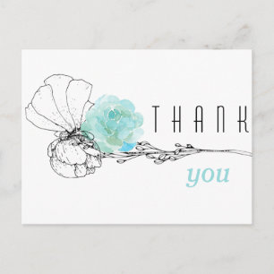 Aquarell Türkis Florales Beerdigungs-Dankeschön Postkarte