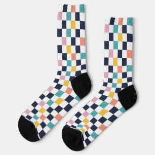 Aquarell Türkis Korallen Karo Socken