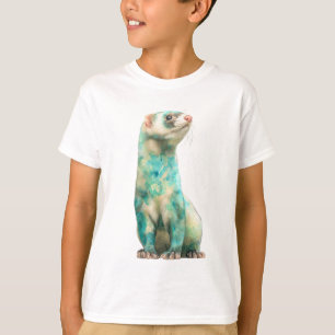 Aquarell Türkis Spritzer Frettchen Kinder T-Shirt