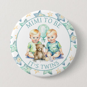 Aquarell Twin Boys Baby Showmimi zu sein Button