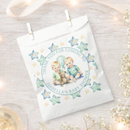 Aquarell Twin Boys Babydusche Geschenktütchen